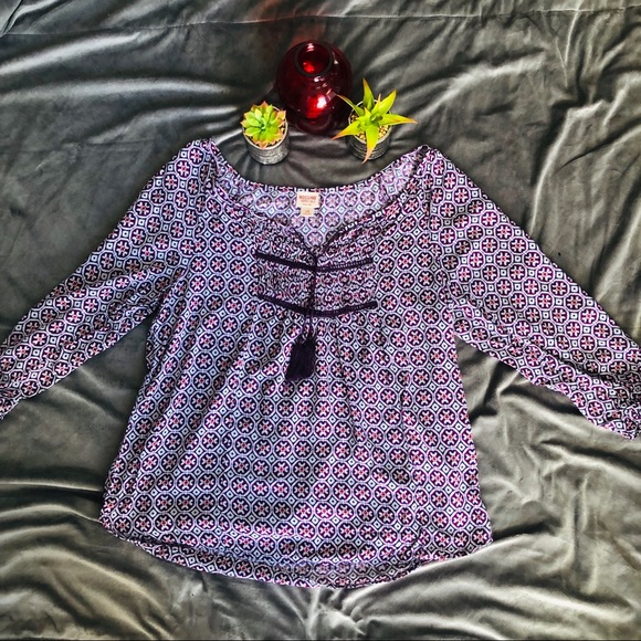 MOSSIMO - L PURPLE/GREY/PINK TUNIC BLOUSE - Picture 2 of 6